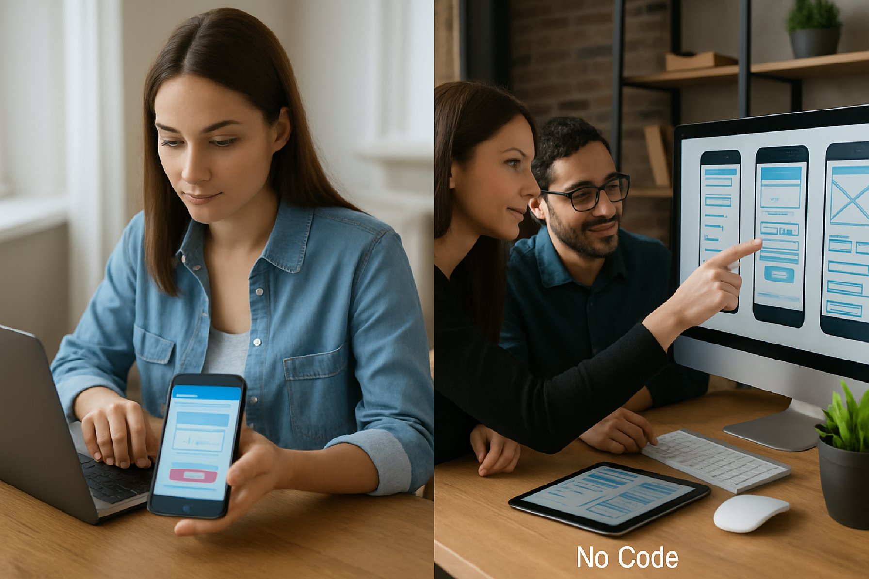 בניית אפליקציה לבד מול עבודה עם סטודיו No Code